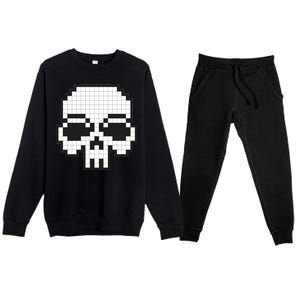 Pixel Video Game Death Skull Premium Crewneck Sweatsuit Set