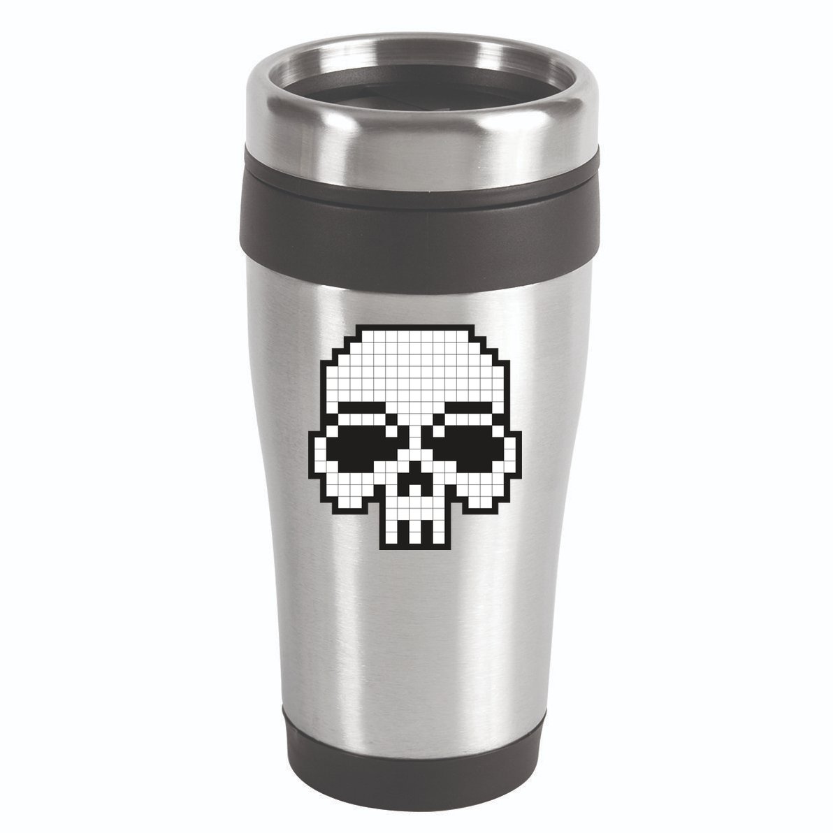 Pixel Video Game Death Skull 16oz Travel Tumbler