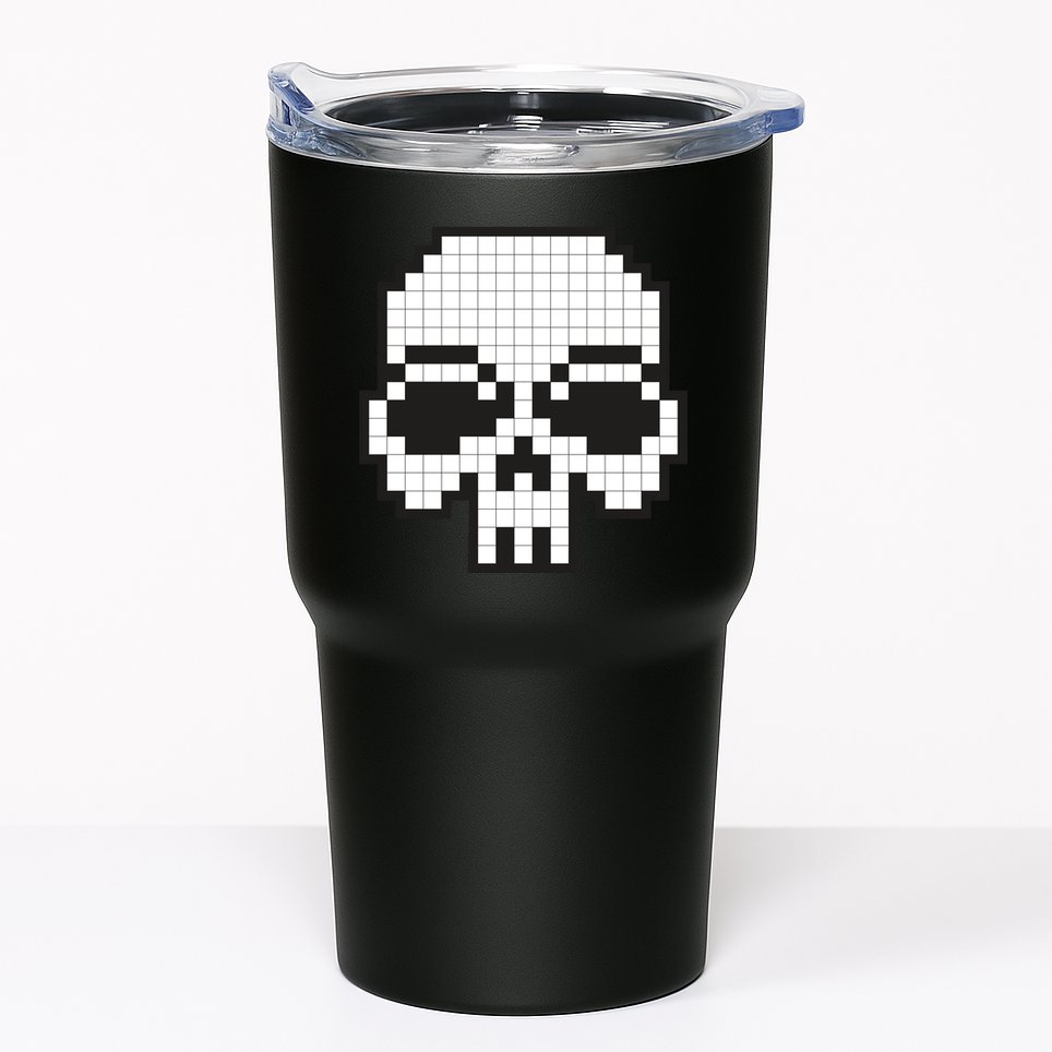 Pixel Video Game Death Skull Tumbler