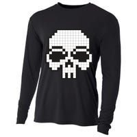 Pixel Video Game Death Skull Cooling Performance Long Sleeve Crew