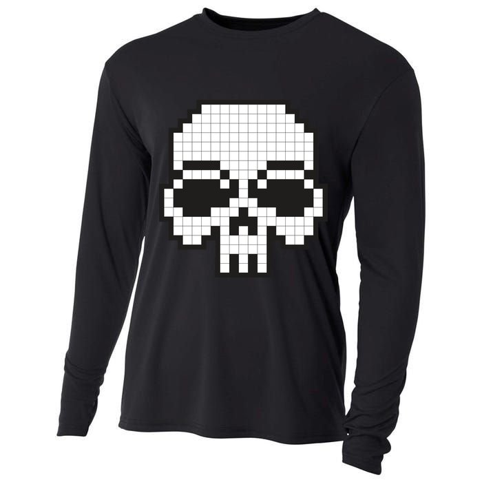 Pixel Video Game Death Skull Cooling Performance Long Sleeve Crew