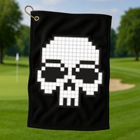 Pixel Video Game Death Skull Golf Towel