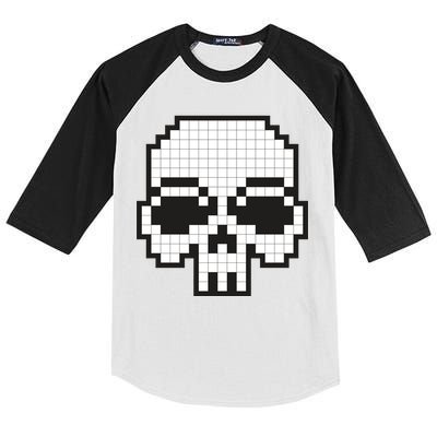 Pixel Video Game Death Skull Kids Colorblock Raglan Jersey