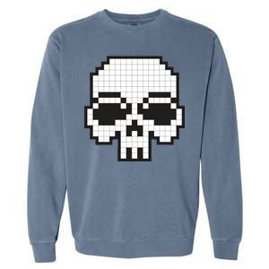 Pixel Video Game Death Skull Garment-Dyed Sweatshirt