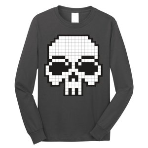 Pixel Video Game Death Skull Long Sleeve Shirt