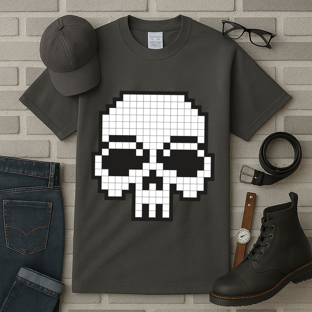 Pixel Video Game Death Skull Tall T-Shirt