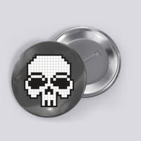 Pixel Video Game Death Skull Button