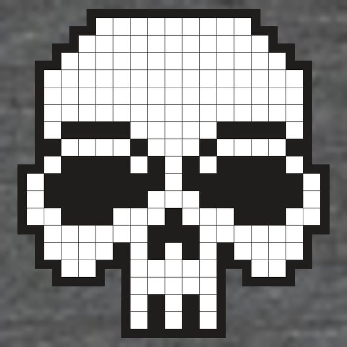 Pixel Video Game Death Skull Button