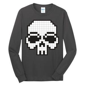 Pixel Video Game Death Skull Tall Long Sleeve T-Shirt