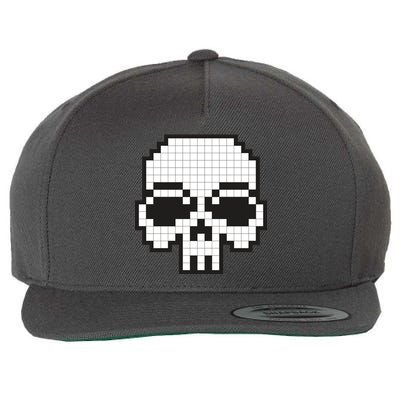 Pixel Video Game Death Skull Wool Snapback Cap