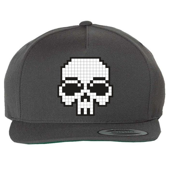 Pixel Video Game Death Skull Wool Snapback Cap