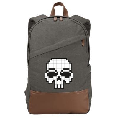 Pixel Video Game Death Skull Cotton Canvas Backpack