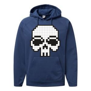 Pixel Video Game Death Skull Performance Fleece Hoodie