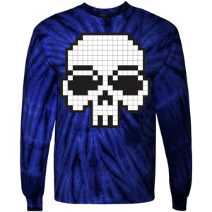 Pixel Video Game Death Skull Tie-Dye Long Sleeve Shirt