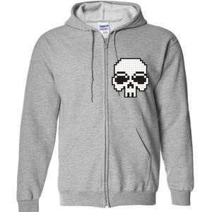 Pixel Video Game Death Skull Full Zip Hoodie