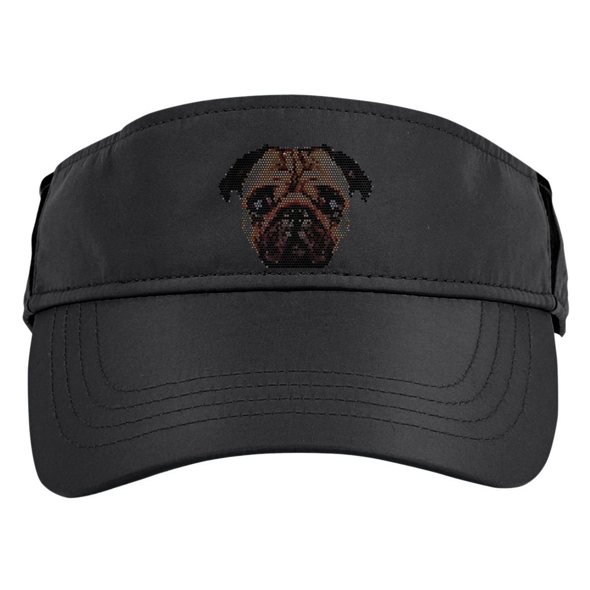 Pixelated Pug Dog Adult Drive Performance Visor