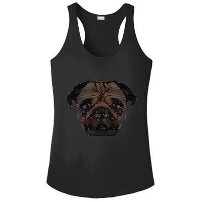 Pixelated Pug Dog Ladies PosiCharge Competitor Racerback Tank