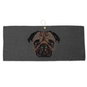 Pixelated Pug Dog Large Microfiber Waffle Golf Towel