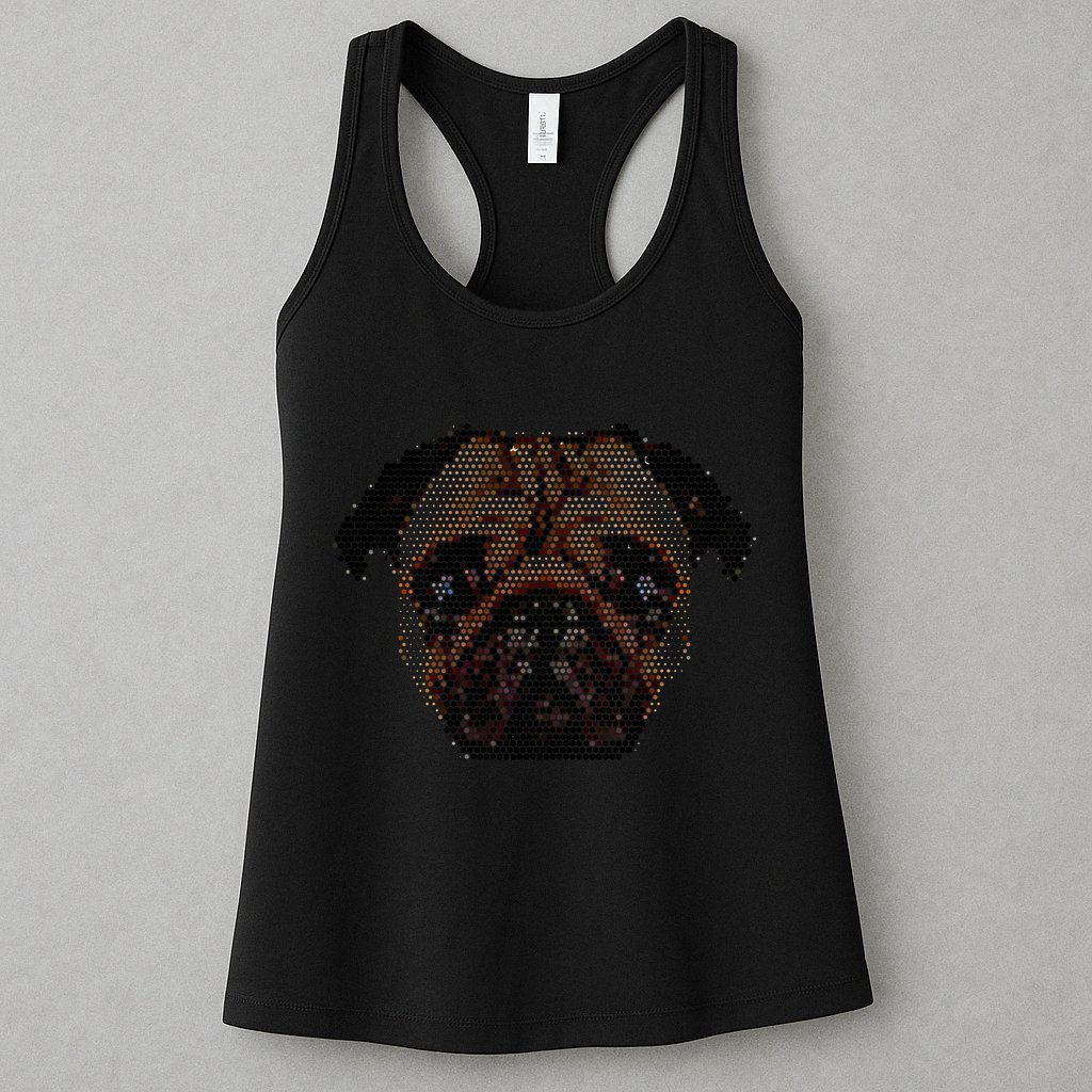 Pixelated Pug Dog Womens Tank Top