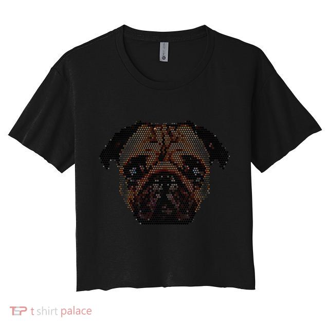 Pixelated Pug Dog Crop Top