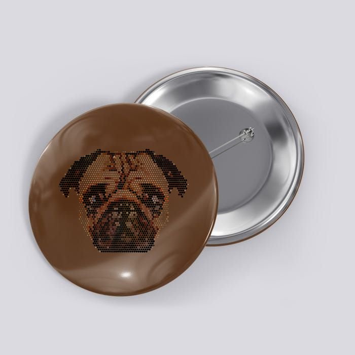 Pixelated Pug Dog Button