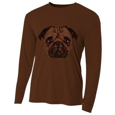Pixelated Pug Dog Cooling Performance Long Sleeve Crew