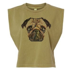 Pixelated Pug Dog Garment-Dyed Women's Muscle Tee