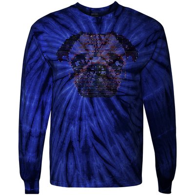 Pixelated Pug Dog Tie-Dye Long Sleeve Shirt