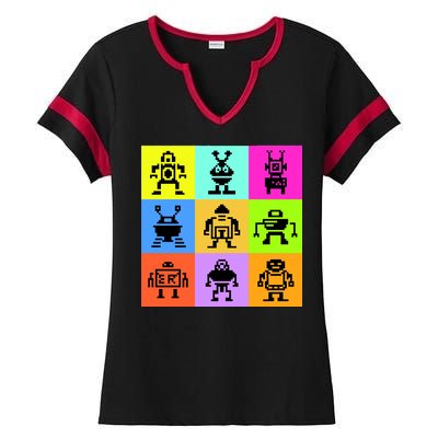 Pixelated Robot Collection Ladies Halftime Notch Neck Tee