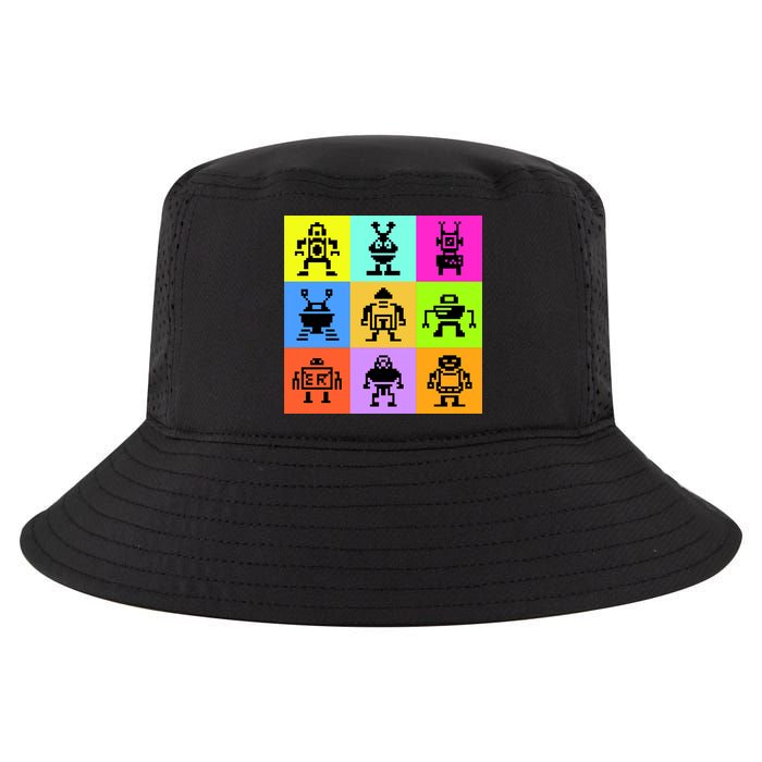 Pixelated Robot Collection Cool Comfort Performance Bucket Hat