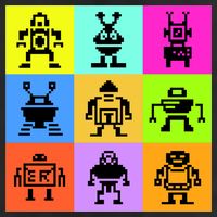 Pixelated Robot Collection Garment-Dyed Fleece Hoodie