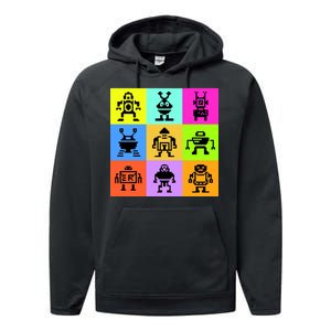 Pixelated Robot Collection Performance Fleece Hoodie