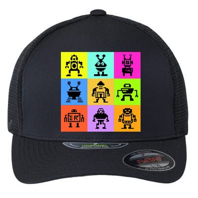Pixelated Robot Collection Flexfit Unipanel Trucker Cap