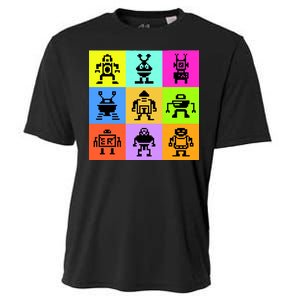 Pixelated Robot Collection Cooling Performance Crew T-Shirt