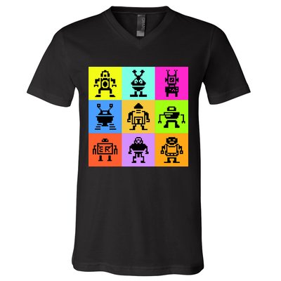 Pixelated Robot Collection V-Neck T-Shirt