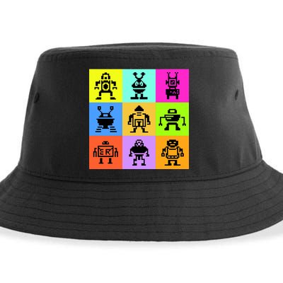 Pixelated Robot Collection Sustainable Bucket Hat