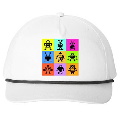 Pixelated Robot Collection Snapback Five-Panel Rope Hat