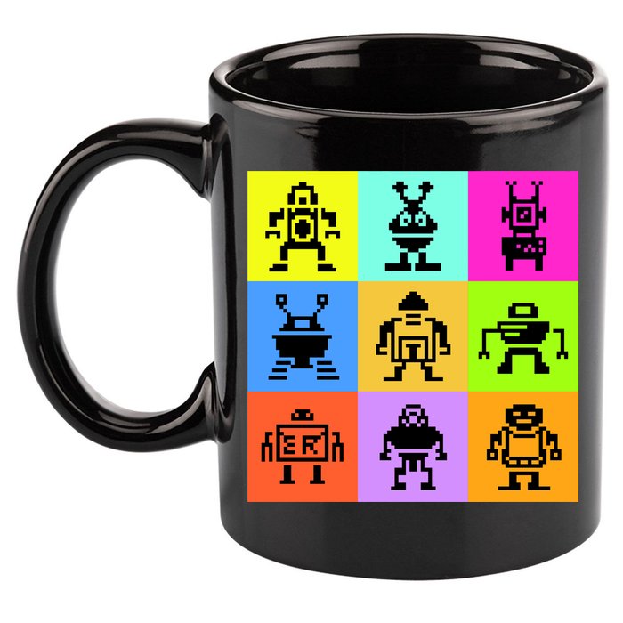Pixelated Robot Collection 11oz C Handle Ceramic Mug