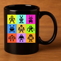 Pixelated Robot Collection 11oz C Handle Ceramic Mug