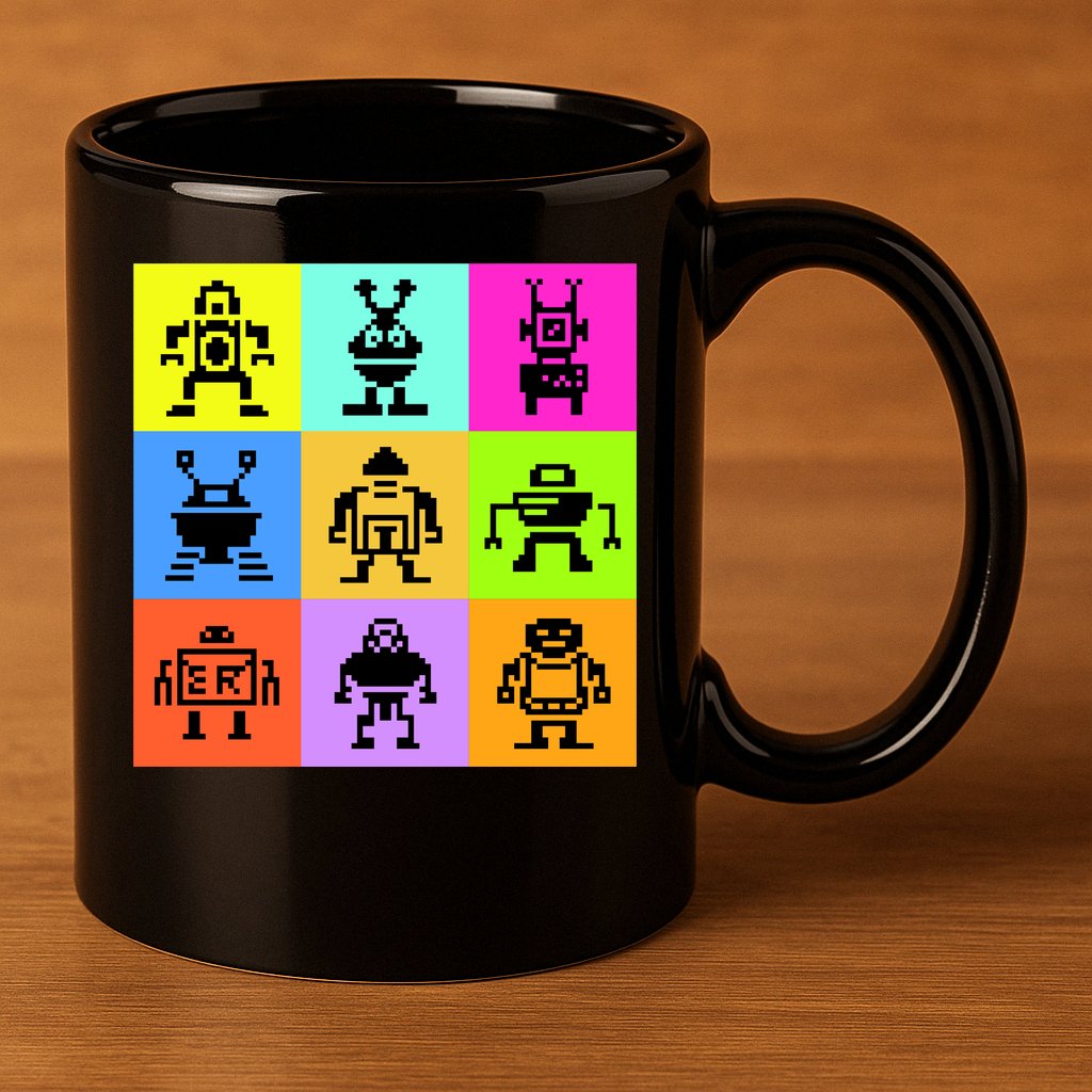 Pixelated Robot Collection 11oz C Handle Ceramic Mug