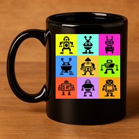 Pixelated Robot Collection 11oz C Handle Ceramic Mug