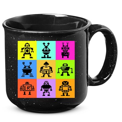 Pixelated Robot Collection 15oz Campfire Ceramic Mug