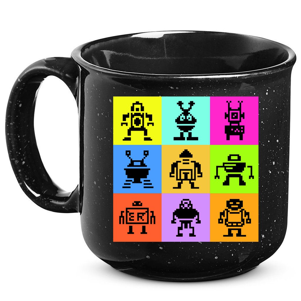 Pixelated Robot Collection 15oz Campfire Ceramic Mug