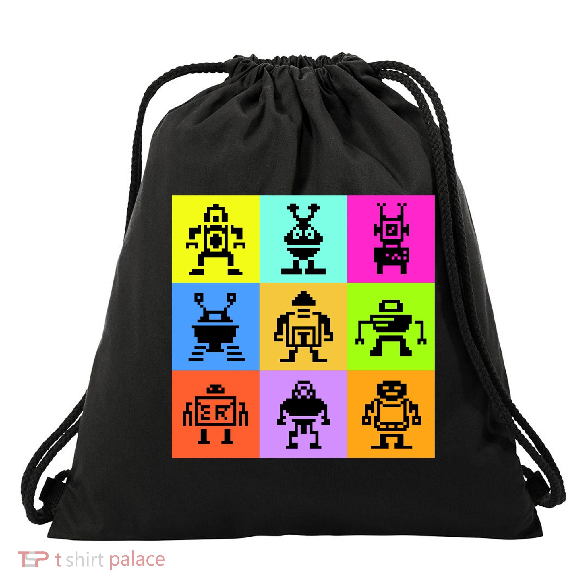 Pixelated Robot Collection Drawstring Bag