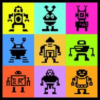 Pixelated Robot Collection Flatbill Hat