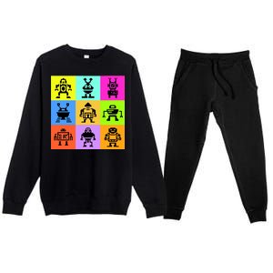 Pixelated Robot Collection Premium Crewneck Sweatsuit Set