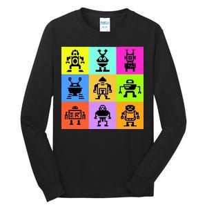 Pixelated Robot Collection Tall Long Sleeve T-Shirt