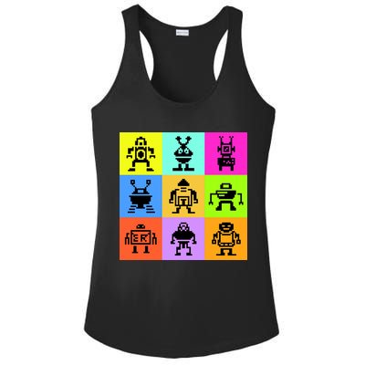 Pixelated Robot Collection Ladies PosiCharge Competitor Racerback Tank