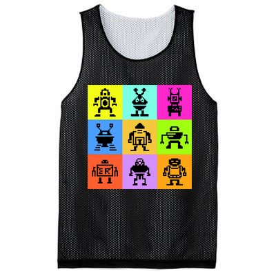 Pixelated Robot Collection Mesh Reversible Basketball Jersey Tank