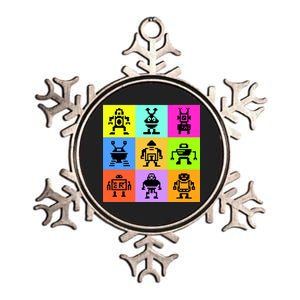 Pixelated Robot Collection Metallic Star Ornament